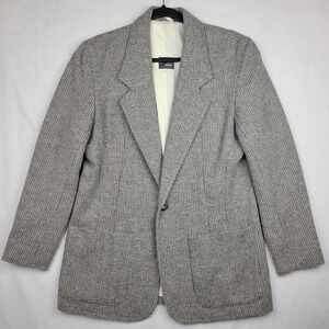 VTG Wool MOHAIR Blend Gray Blazer Jacket Size 4 Liz Claiborne LIZWEAR  Classic